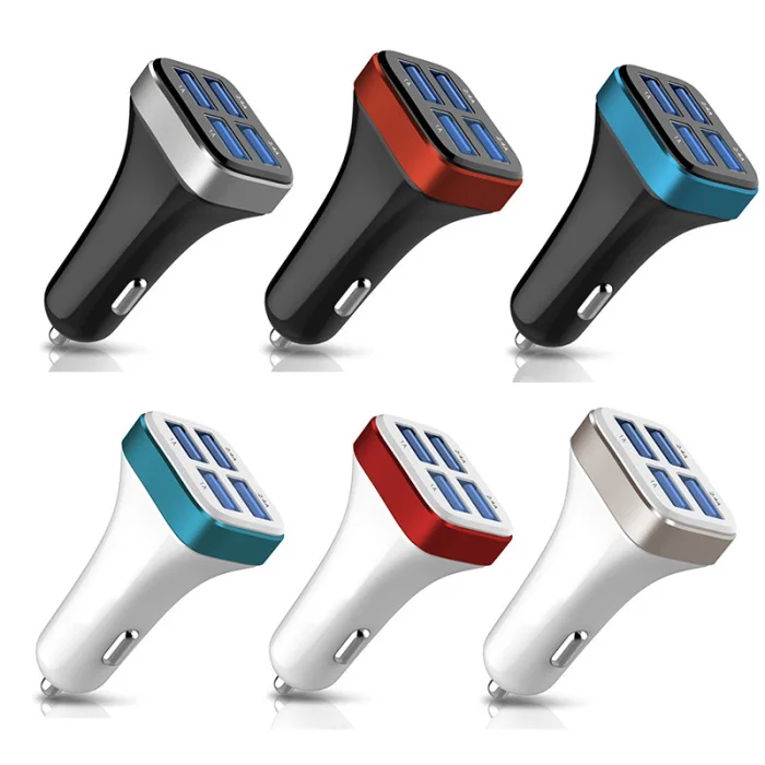 Car Charger USB 4 Port Portable Adapter Charging for Mobile Phone Tablet Vehicle JR Deals
