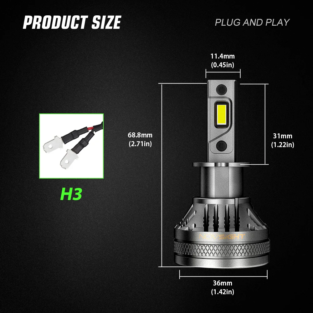 NOVSIGHT-H7 Farol LED para carro, farol automático,