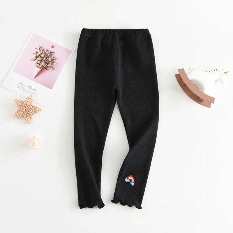 2-8T Girls Cotton Leggings With Rainbow Infant Baby Girls Winter Leggings Solid Knee-length Pants Warm Cotton Clothes