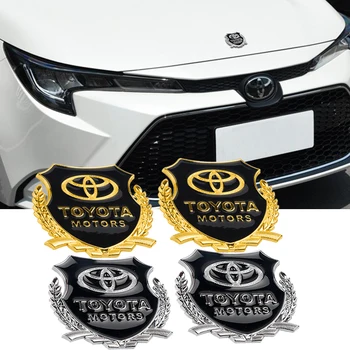 

2pcs 3D Metal Side Door Badge Stickers Side Window Emblem Decals For Toyota Corolla rav4 Camry Yaris crown Car Styling