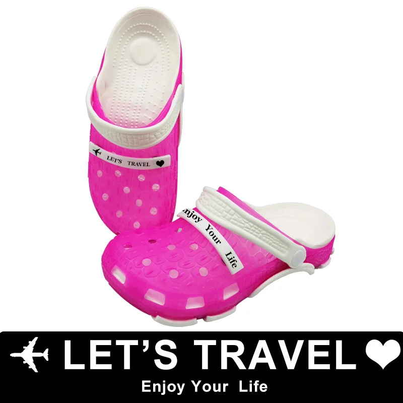 Croks Let's Travel Enjoy Your Life Crocse/пляжные женские сандалии-сабо Mmassage Zapatos De Mujer Chaussures Femme