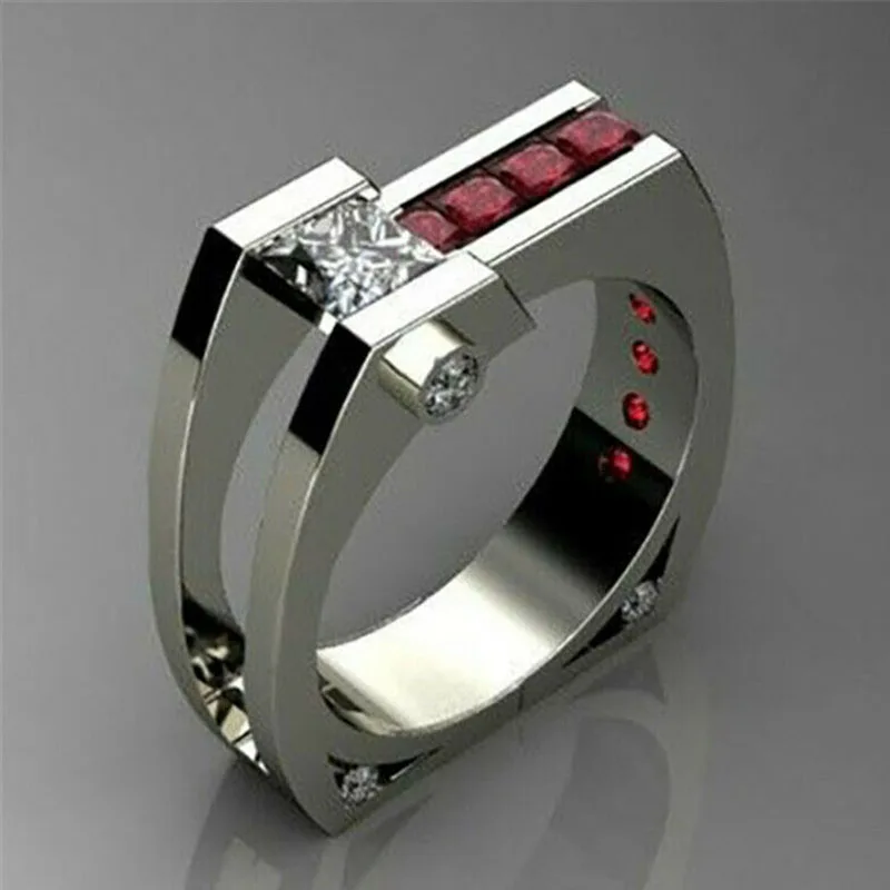 

Personality Mystery Modern Red CZ Stone Ring Boho Finger Ring Men Vintage Wedding Rings for Women Jewelry s
