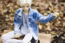 Vêtements de poupée BJD bleu blanc chiné denim décontracté veste manteau bjd vêtements pour 1/3 1/4 BJD SD MSD Oncle POPO68 SSDF poupée taille