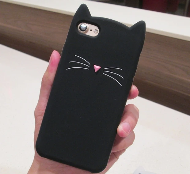 Gimfun мультяшный игровой Жидкий чехол для телефона Iphone 7 6 8 Plus Xr X Xs 11 Pro Max Блестящий Мягкий силиконовый резиновый чехол с медведем - Цвет: cat black