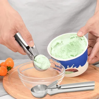 

Ice Cream Scoop Stainless Steel Ice Cream Spoon Metal Icecream Cookie Scoop Melon Fruit Baller Ice Ball Maker Kitchen Tools
