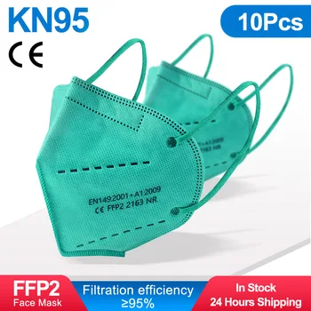 

10-200P Cyan FFP2 Mascarillas KN95 Facial Masks 5 Layers Filter Face Mask Filtration Mouth Masks Dustproof Respirator kn95mask