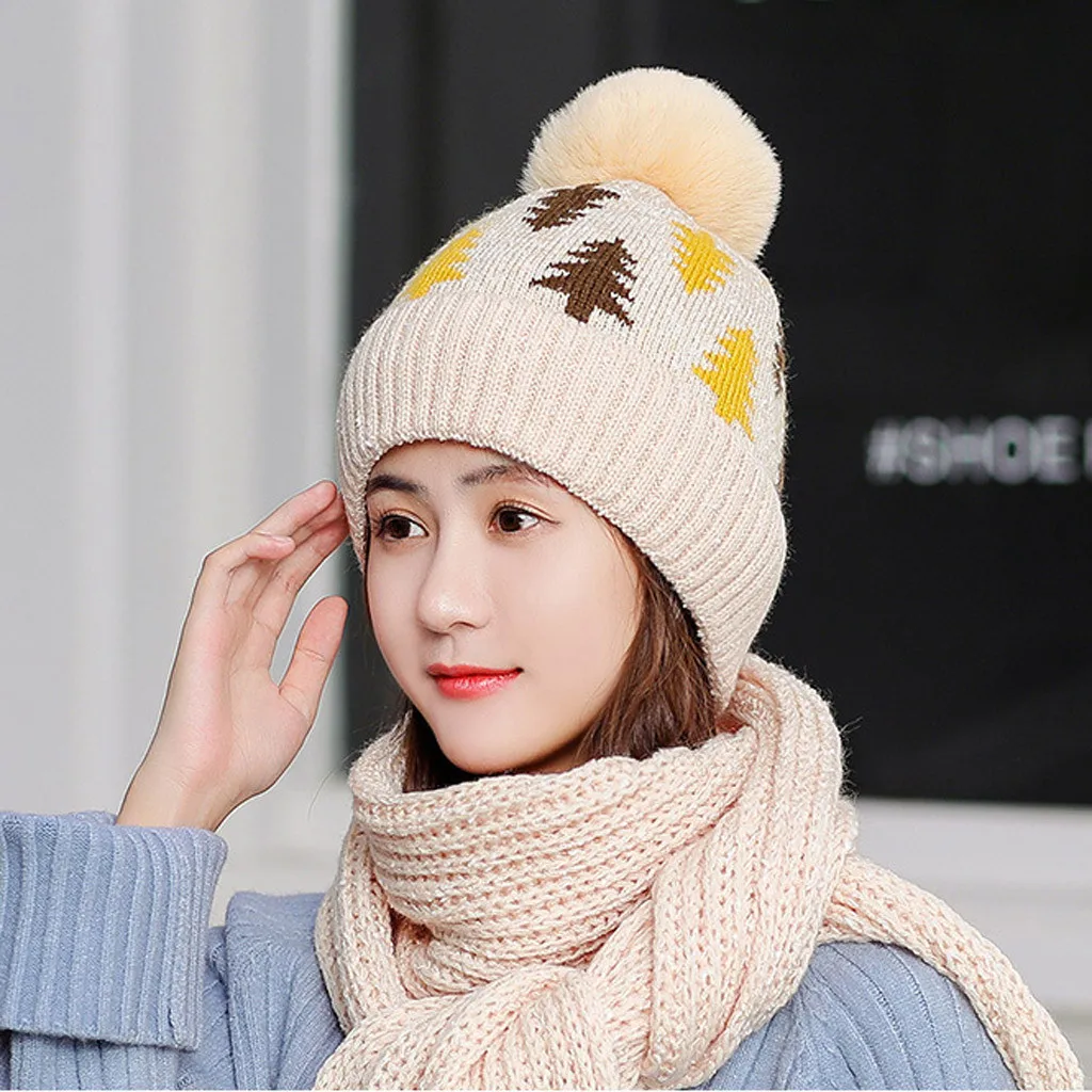 ACCGLORY вязаная шерстяная шапка с шариками Skullies Beanies, Повседневная Уличная уличная плотная теплая шапка, Женская Осенняя зимняя Милая Шапка-бини