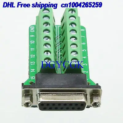 

DHL 50pcs DB15 D-SUB female jack RS232 15-pin port 2 row Terminal breakout PCB connector 22db