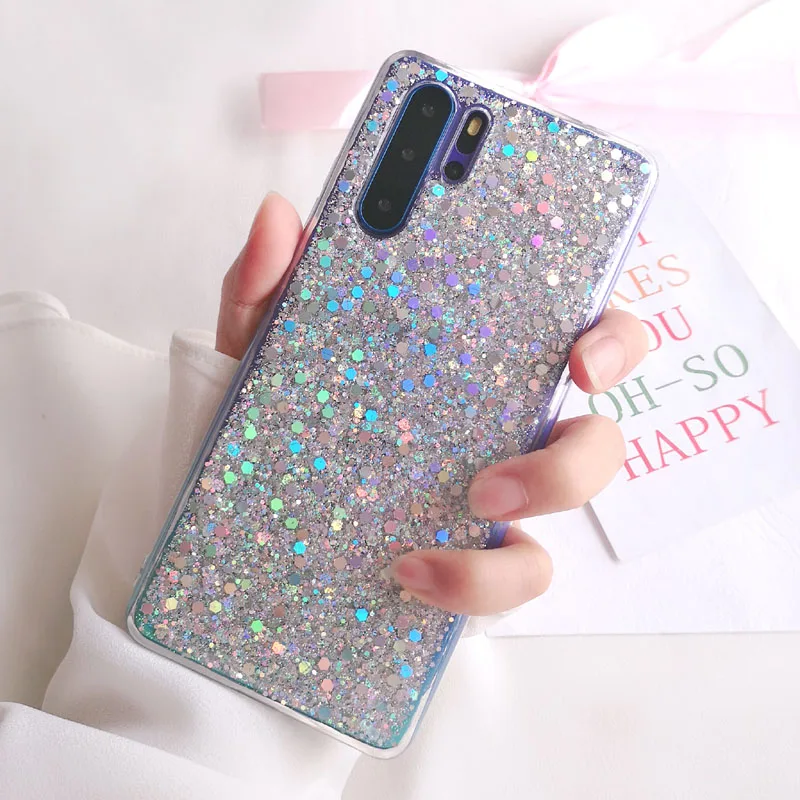 Silver LOVECOM блестящий чехол для телефона для huawei P30 P20 Pro Lite mate 20 Lite Honor 8X 20X Nova 5i мягкая эпоксидная задняя крышка на весь корпус подарок - Цвет: Silver