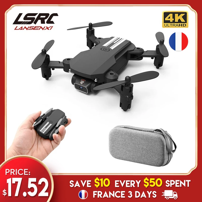 LSRC-Mini Dron 4K 1080P HD, cámara WiFi Fpv, presión de aire, altura de mantenimiento, negro y gris, Quadcopter plegable RC, juguete para regalo
