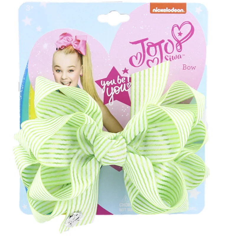 6 " Jojo Siwa бантики для волос для девочек детские заколки Grosgrain Stipe Ленточные Заколки модные аксессуары для волос - Цвет: 6