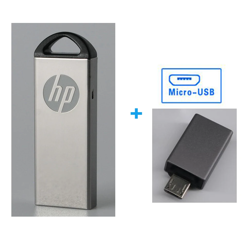 hp V220W металлический ударопрочный пылезащитный usb флеш-накопитель 64 ГБ 32 ГБ 16 ГБ браслет-Палка для автомобильного медиаплеера планшета ПК - Цвет: Free Type-C Adapter