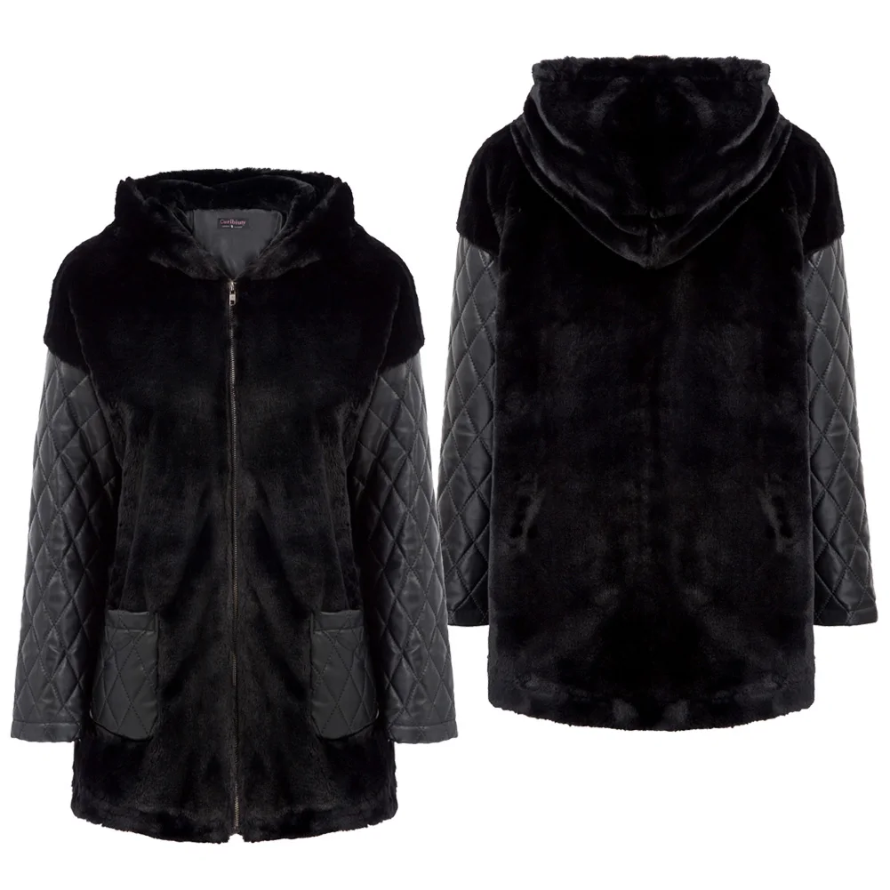 Curlbiuty/модное женское длинное пальто топы из полиуретановой кожи лоскутное