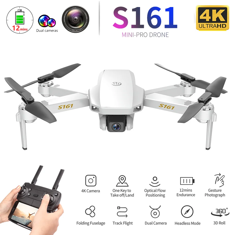 Беспилотник CSJ S161 Mini Pro с камерой 4K оптическое позиционирование потока двойная