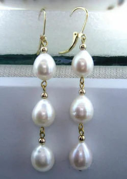

Free shipping PERFECT AAA 10-12 MM SOUTH SEA WHITE PEARL EARRINGS 14k/20