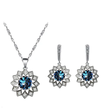 

Small fresh 925 silver white color zircon earrings necklace pendant jewelry set fashion anniversary gift JS832