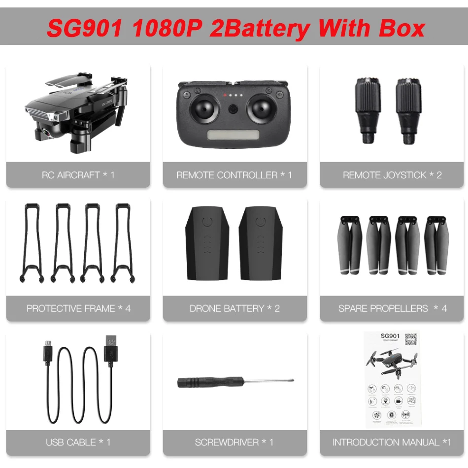 SG9011080P 2B Box GOOLRC SG907 gps Радиоуправляемый Дрон с камерой HD 4K 5G Wifi оптический поток позиционирования Дрон складной Радиоуправляемый квадрокоптер мини Дрон VS E58 E520 - Цвет: SG9011080P 2B Box
