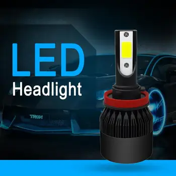 

C6 1500W 8000LM LED Car Headlight Kit Turbo Light Bulbs 6000K Black Accessories Car Headlight Bulbs 2pcs COB H8 H9 H11