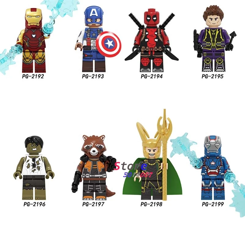 

Single Super Heroes Iron Man Captain America Deadpool Hawkeye Hulk Rocket Racoon loki Flash building blocks Kids Toys