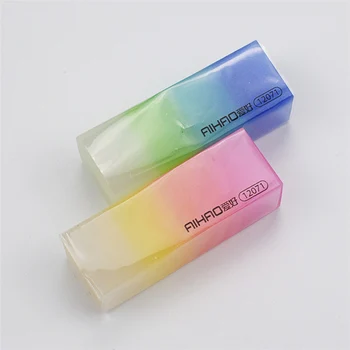 

1PC Creative Gradient Erasers Cute Jelly Rubber Erasers Kawaii Strip Pencil Erasers For Kids School Office Supplies Stationery
