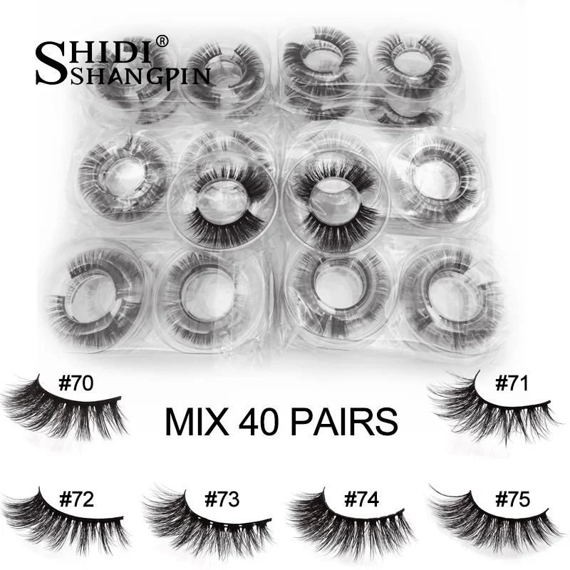 MIX 40 PAIRS 3d ресницы серо-коричневого цвета 20 Вт, 30 Вт, 40/50/100 пар пушистые накладные ресницы натуральные длинные макияж объем ресниц оптом - Color: MIX 40 PAIRS