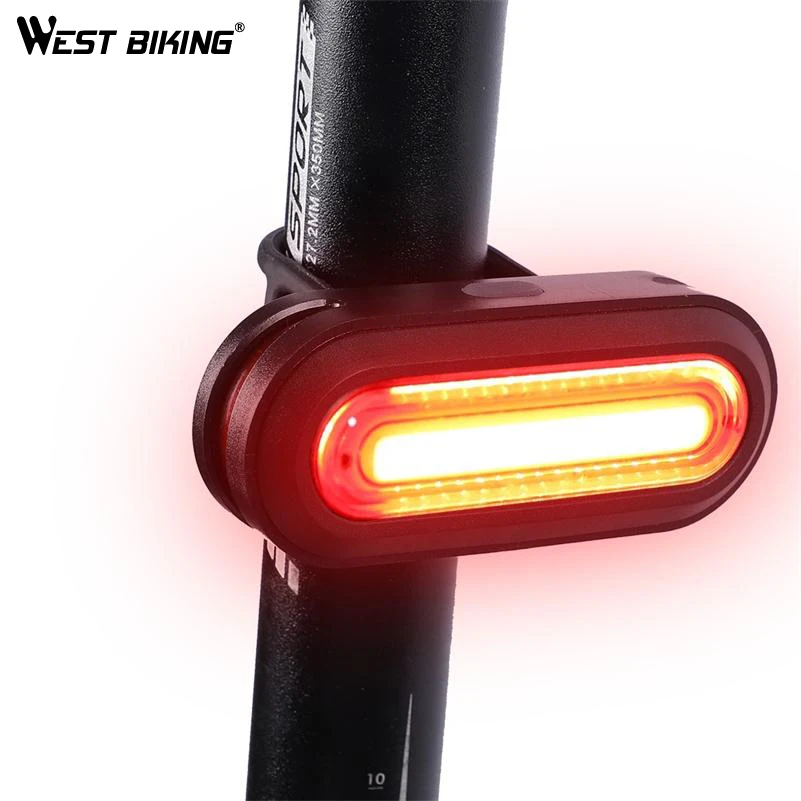 WEST BIKING 180 Lumens Bicycle Tail Light USB Rechargeable LED Chip COB Bike Accessories 6 Mode Cycling Safety Taill | Спорт и