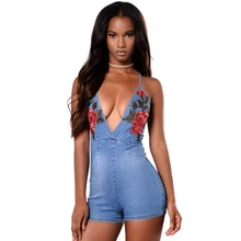 Женские летние розовые вышитые сексуальные повседневные джинсовые шорты ремень модные Взрывные Модели слинг деним Холтер джинсовые шорты комбинезон