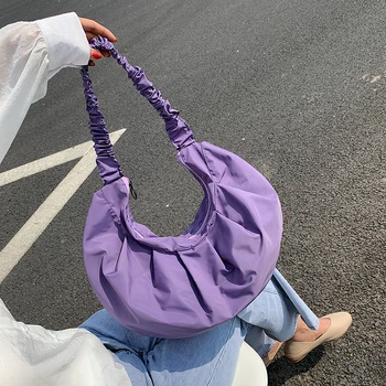 

Casual Nylon Tote Bag for Women New Summer Luxury Design Female Shoulder Handbags Large Capacity Solid Color Ladies' Travel Bag