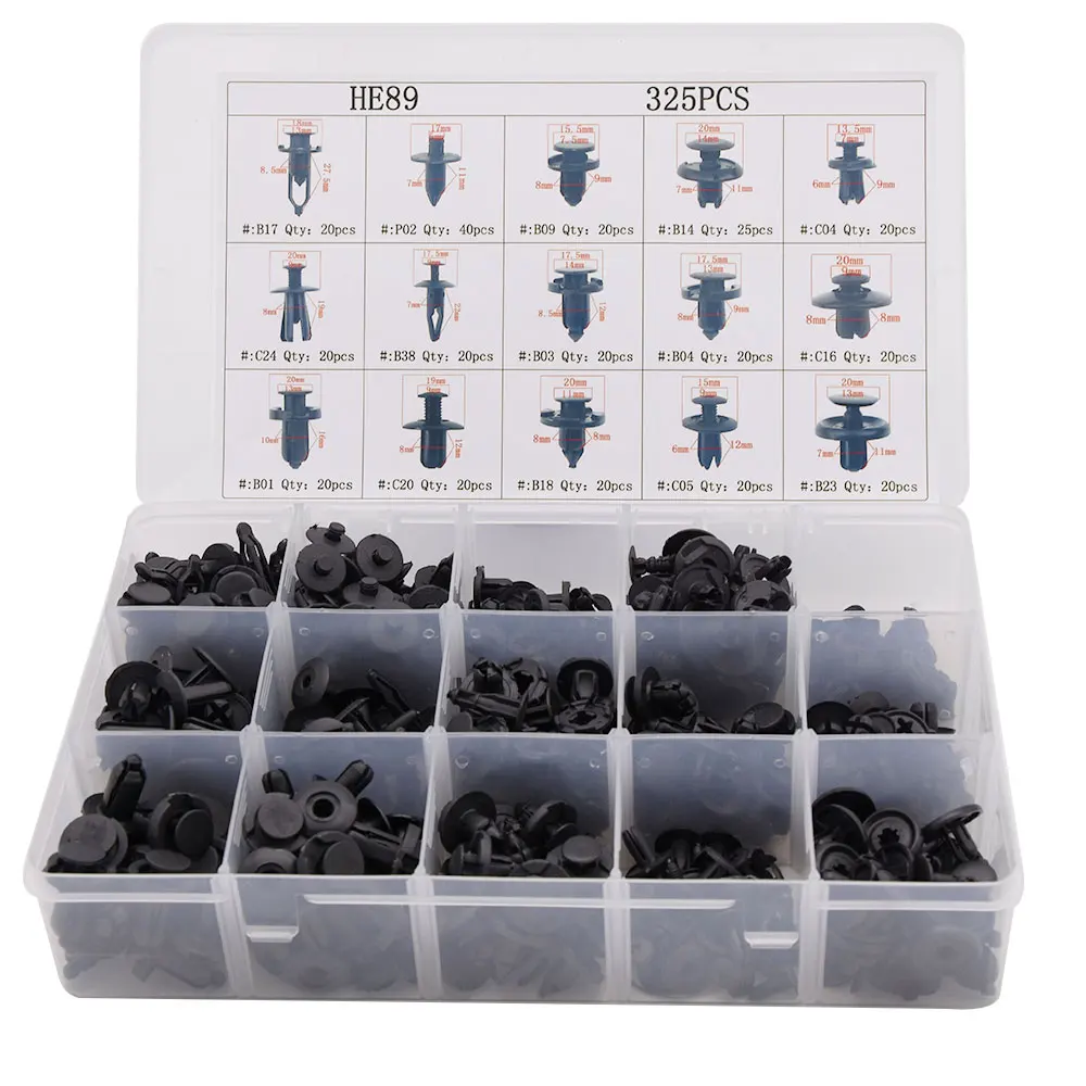 

325pcs For Honda Acura AUDI Mixed Box Auto Fastener Vehicle Car Bumper Clips Retainer Rivet Door Panel Fender Liner