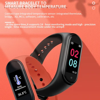 

Smart Bracelet Thermometer Wristband Sleep Monitor Pedometer Fitness Tracker For Men Women Waterproof Smartband