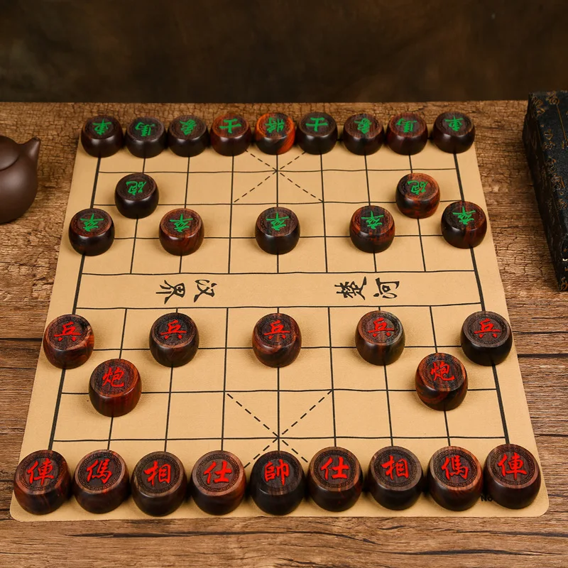 Chinese Chess Set Solid Ebony Rosewood Pieces Chessman Portable Travel Family Board Game for Kid Adult Gift | Спорт и развлечения