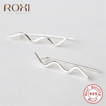 

ROXI Trendy Wave Ear Climber Stud Earrings for Women Punk Ear Crawler Wrap Earrings Korean Jewelry 925 Sterling Silver Earrings
