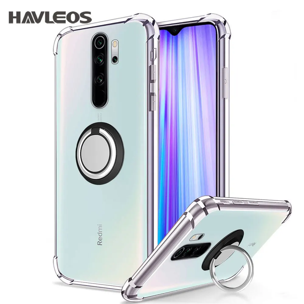 Shockproof Transparent Magnetic Case For Xiaomi Redmi Note8 Note 8 Pro With Ring Holder Clear Tpu Bumper Soft Silicon Cover |