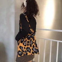 В Корейском стиле оригинальная Ретро сумка INS модная леопардовая узор простая универсальная тканевая сумка студенческая сумка на плечо