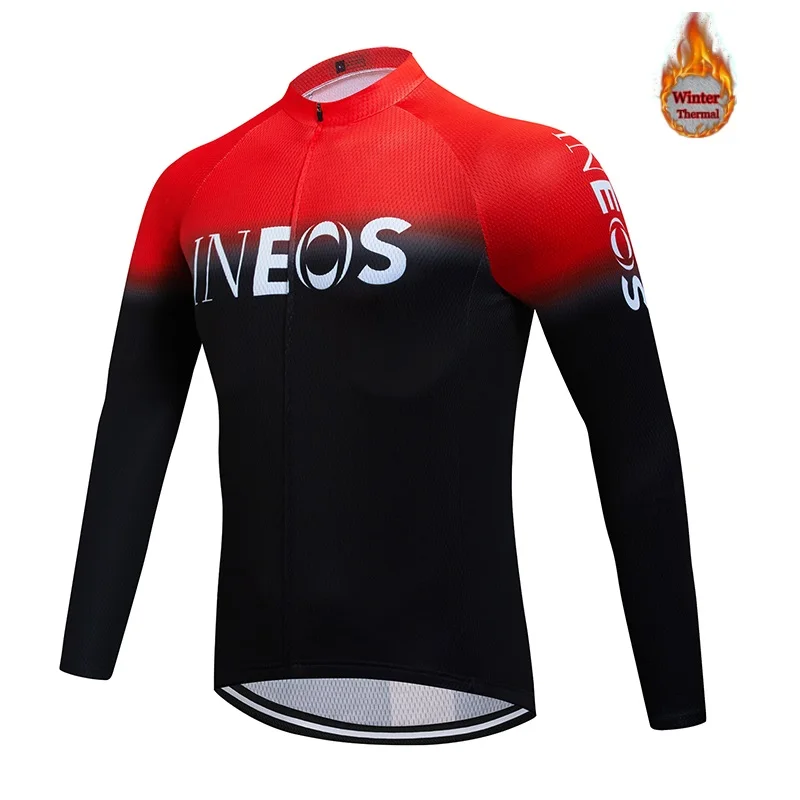 INEOS 2020 winter warm fleece cycling jersey men's long sleeved cycling