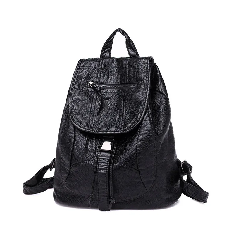 Zipper Кожаный женский рюкзак из овечьей кожи, сумка из высококачественной мягкой кожи, легкая большая вместительность, для среднего школьника - Цвет: Zipper