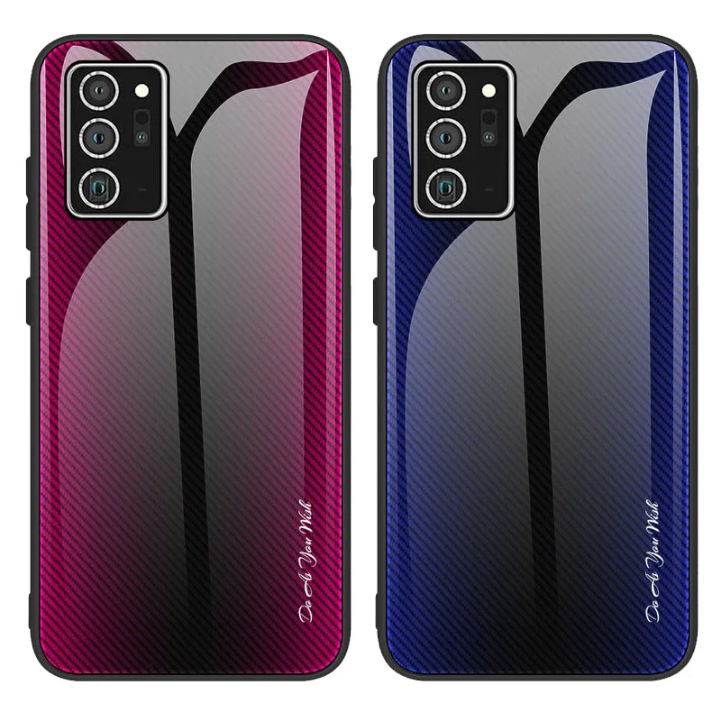 

For SamSung Galaxy Note 20 Case Silicone frame stripe Gradient Tempered glass shockproof Back Cover For SamSung Note 20 Cover