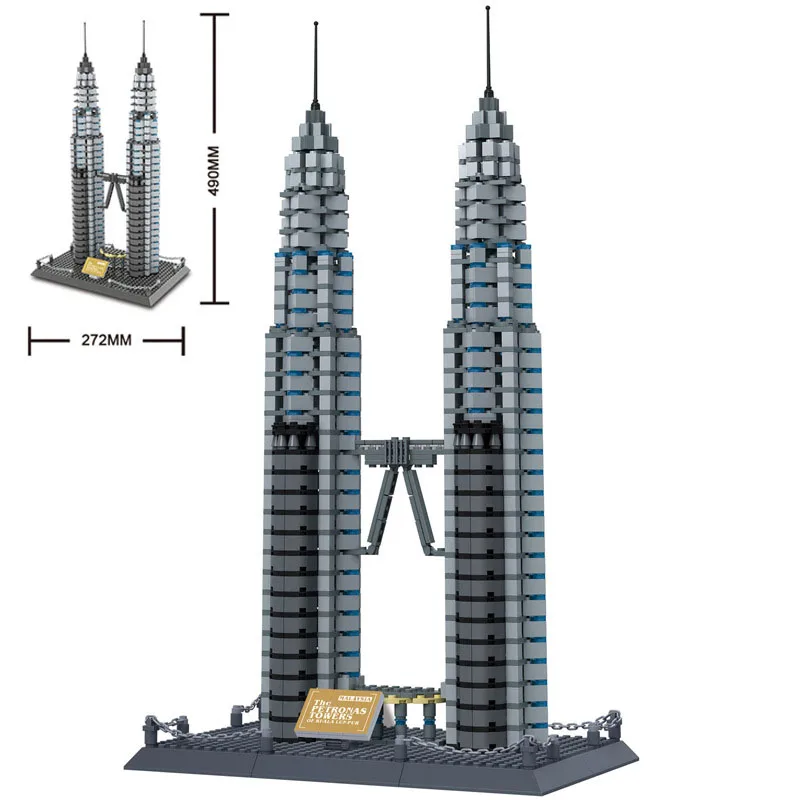 

New Famous Architecture series The world famous Petronas Towers in Kuala Lumpur 3D Model Building Blocks Toys for Children Gift