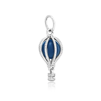 

2019 New Arrival 925 Sterling Silver Beads, Blue Hot Air Balloon Pendant Charms fit Original Pandora Bracelets Women DIY Jewelry