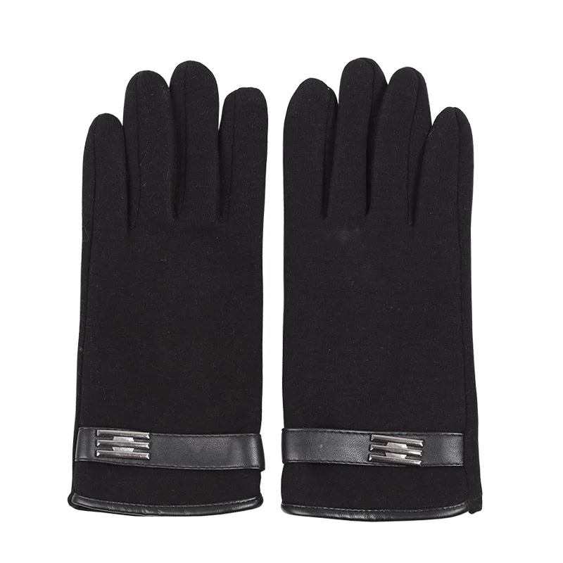 Style 5- Black Осень зима мужские перчатки сенсорный экран полный палец черный серый теплый тепловой ветрозащитная рукавица трикотажные манжеты вождения Guantes Велоспорт - Цвет: Style 5- Black