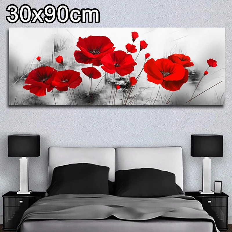 Цветок настенное искусство красная роза Картина Пейзаж Спальня наклейки