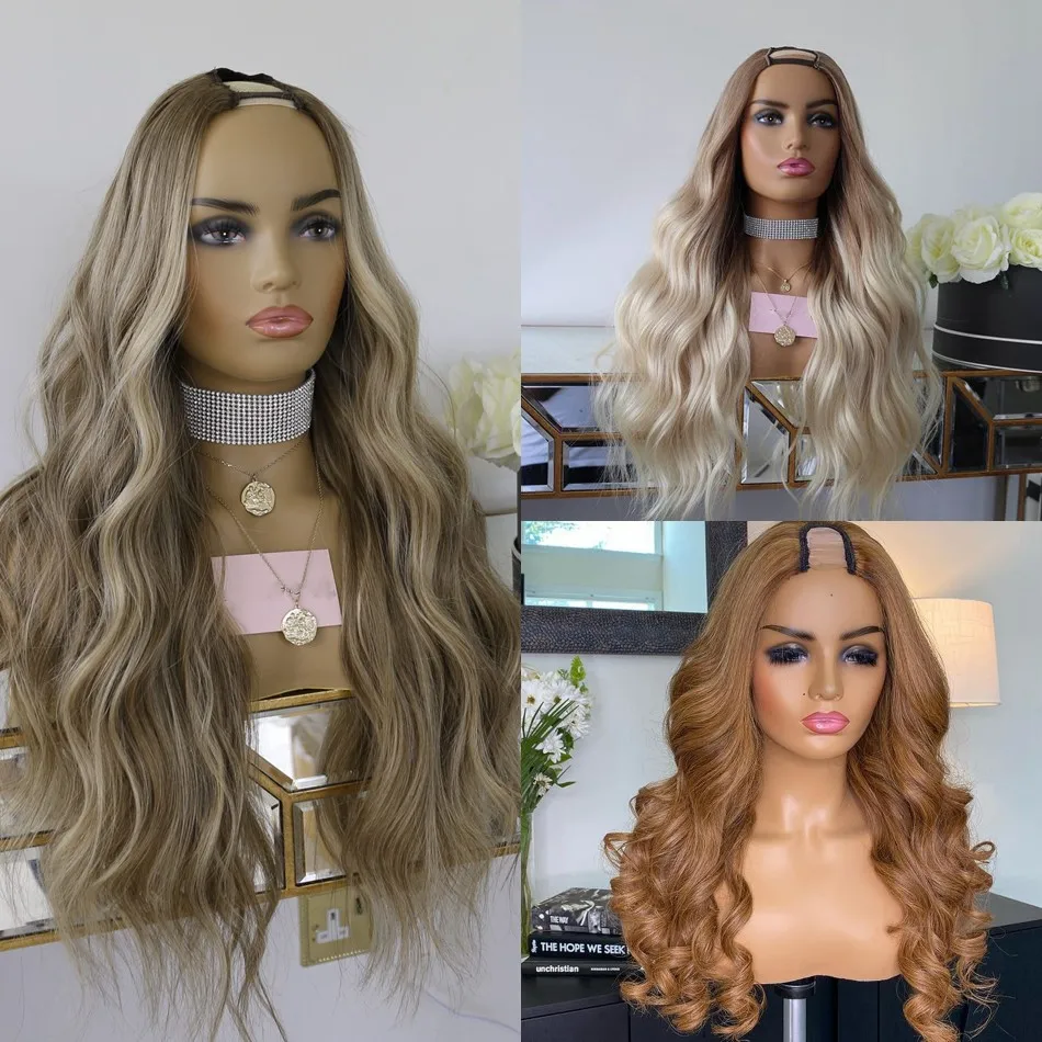 200 Density Human Hair Machine Made Half Wigs For Women Blonde Ombre  Highlight U Part Remy Peruvian Human Hair Wigs - Lace Wigs - AliExpress