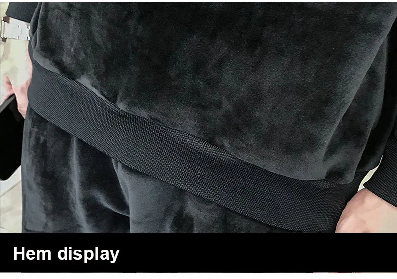 Men Hooded Winter New Plus Velvet Thickening Men'S Hooded Casual Suit Mens Sportswear Two-Piece Fashion Slim Male Sportswear