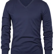 Мужской свитер, теплый зимний стильный длинный рукав, v-образный вырез, одноцветная одежда, мужской модный классический джемпер, пуловер, вязаный свитер, топы