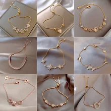 

Korean New Design Fashion Jewelry High-end Flower Zircon Adjustable Female Prom Party Bracelet Exquisite Butterfly Bracelet