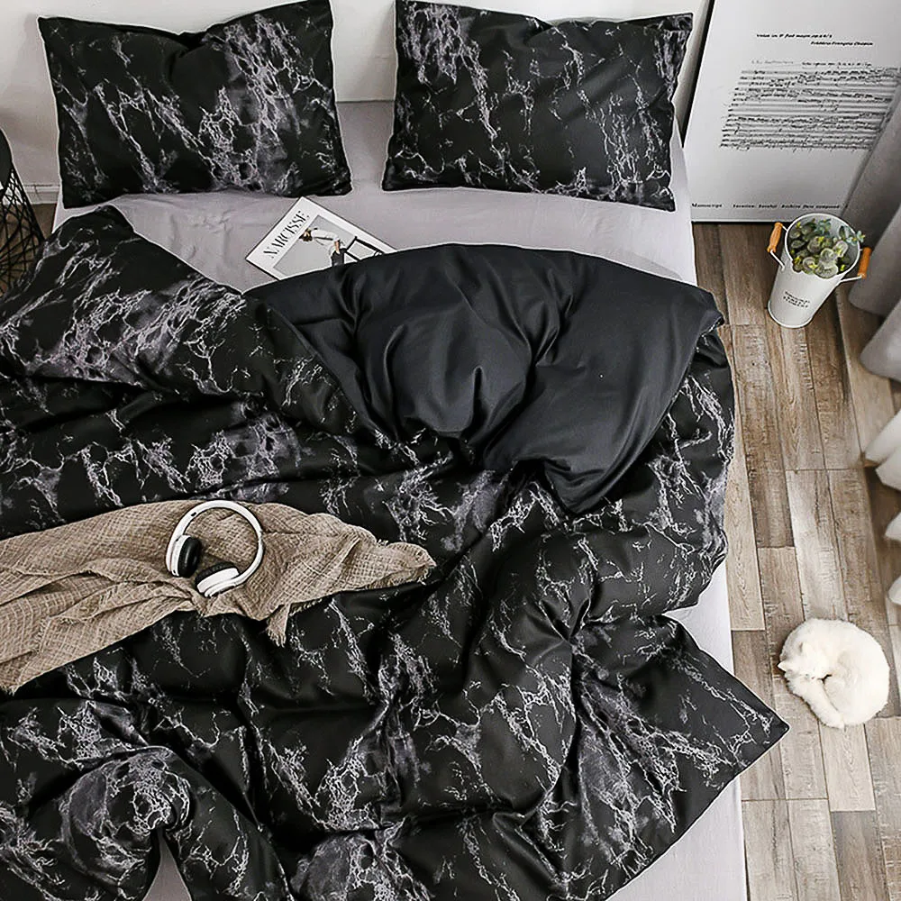 北欧モダンスタイル大理石柄プリント布団カバーセット枕カバー寝具セットダブルフルクイーン、キングサイズのベッド5色
