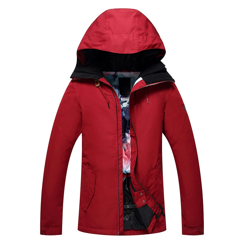 GSOU зимняя куртка для сноуборда, одноцветная женская зимняя ветрозащитная дышащая водонепроницаемая куртка для спорта на открытом воздухе, лыжного спорта, сноубординга - Цвет: 1801RD