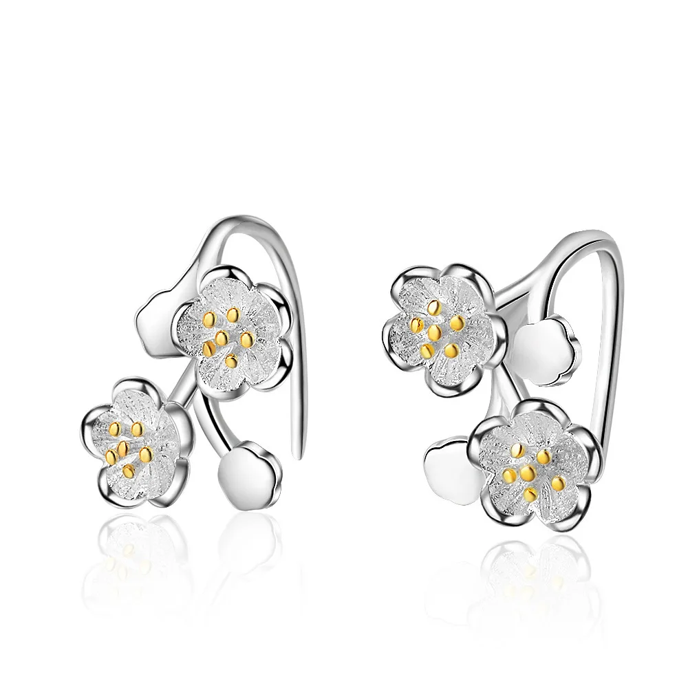 

925 sterling silver cherry blossom earrings jewelry zircon Micro Inlay cubic zirconia earrings for women 2019 black friday deal