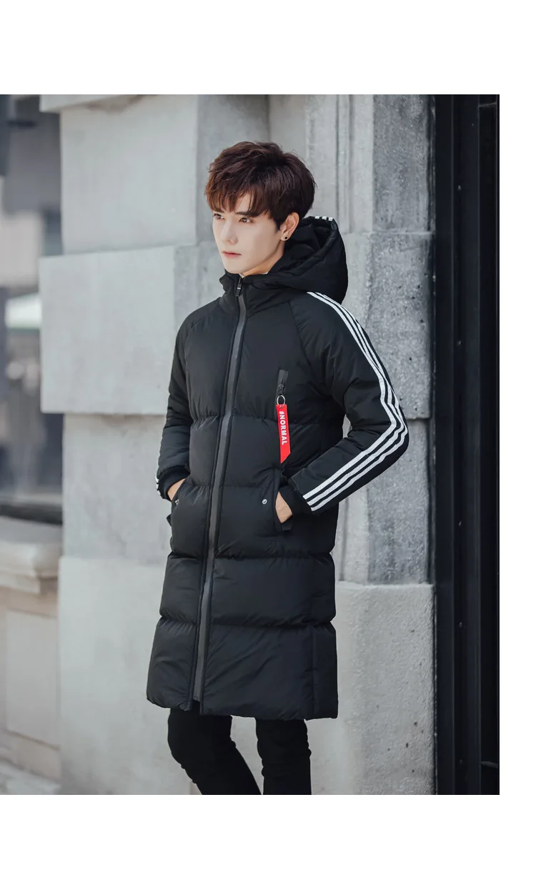Men Winter Thick down Feather Cotton-padded Clothes Medium-length COUPLE'S Men And Women Celebrity Style Men's Korean-style Coat