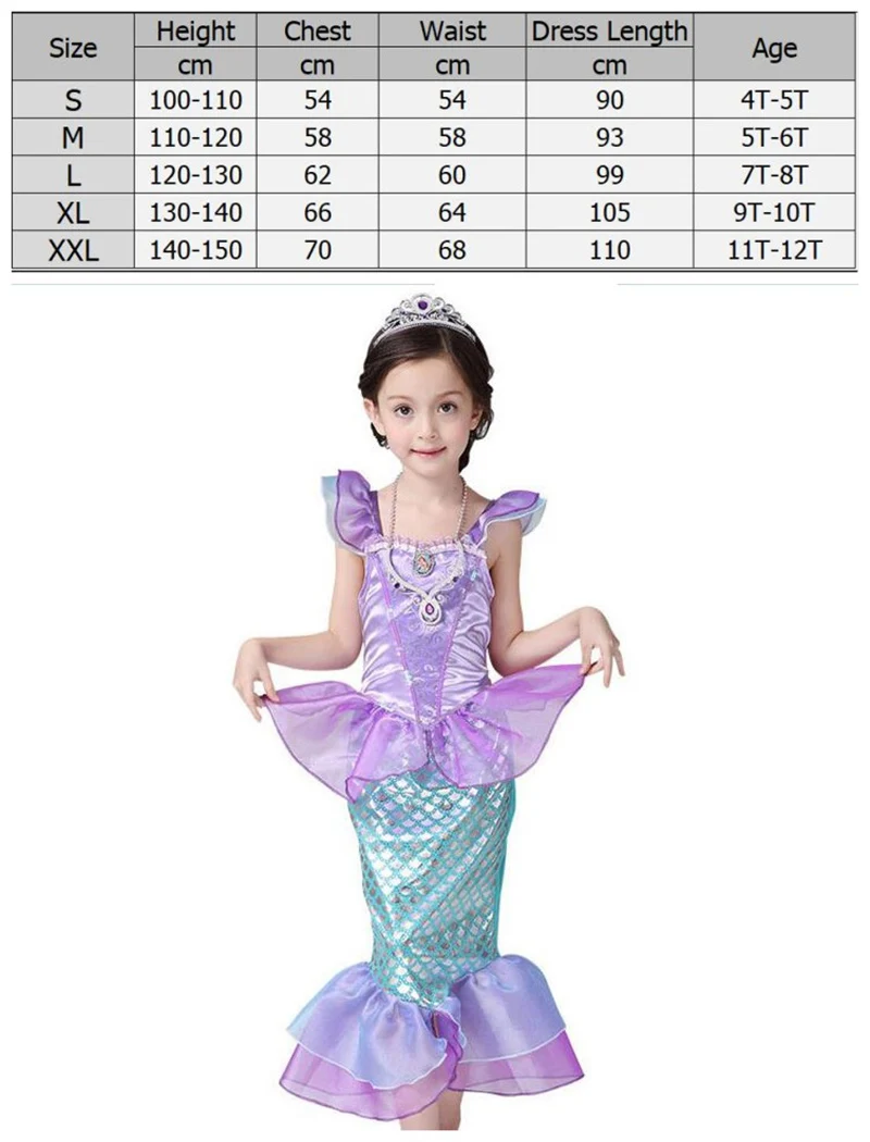 Girls-Ariel-Dress-Child-The-Little-Mermaid-Ariel-Princess-Cosplay-Costume-Fantasia-Ariel-Mermaid-Tail-Dress (1)